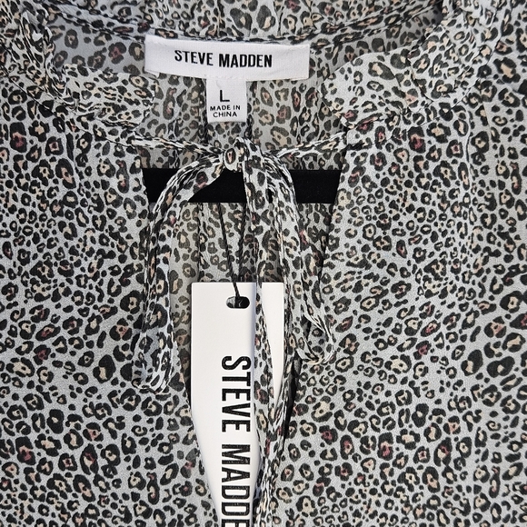 NWT!!! Steve Madden‎ Black and White Patterned Midi Dress, Size Large - Picture 3 of 6